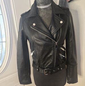 Zara Black Leather Moto Jacket